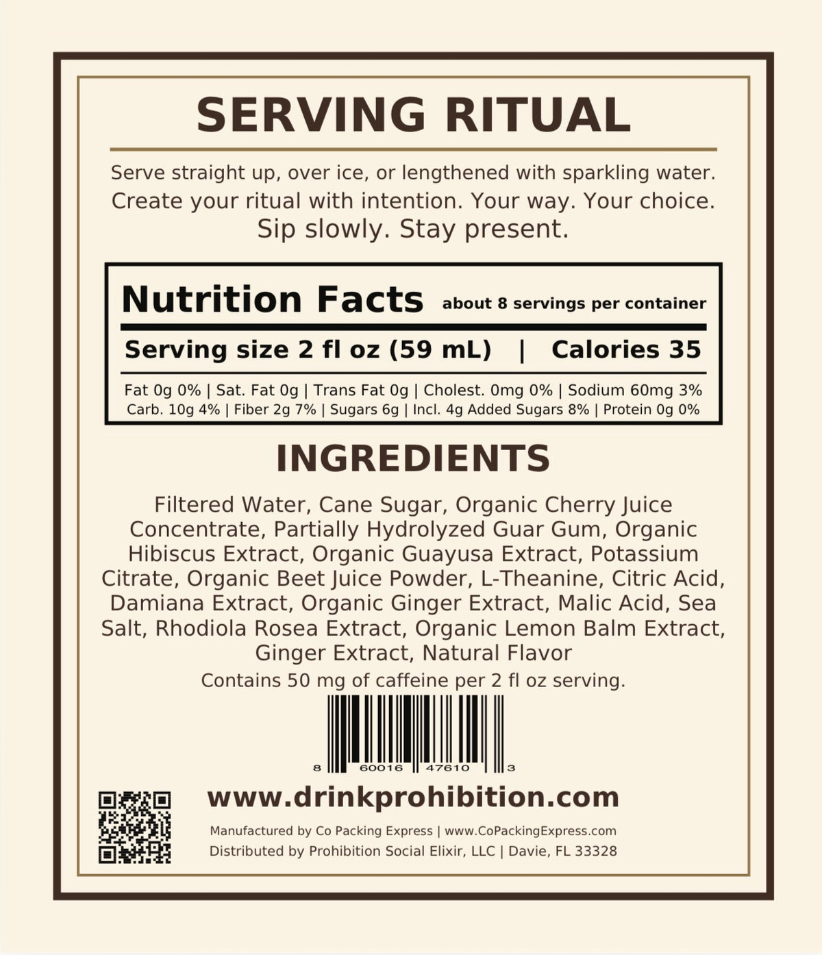 Prohibition No. 27 Social Elixir 500ML Bottle